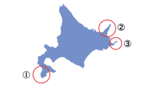 世界遺産の北海道地図