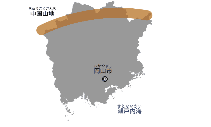 岡山県の地図