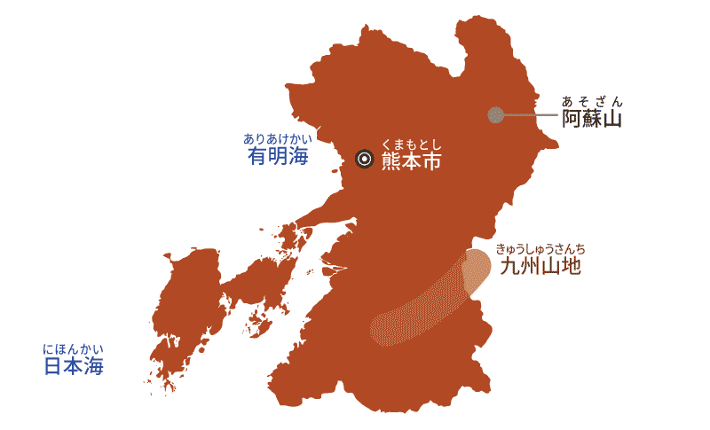 熊本県の地図