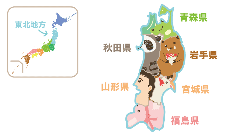 東北地方キャラクター地図