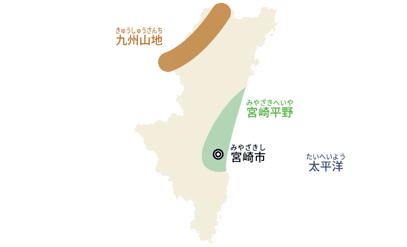 宮崎県の地図