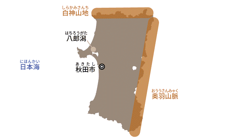 秋田県の地図